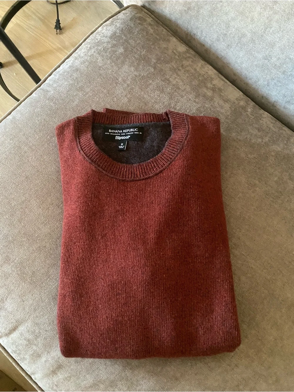 Banana Republic Filpucci Men Medium Merino Wool Blend Crewneck Sweater Rust Red